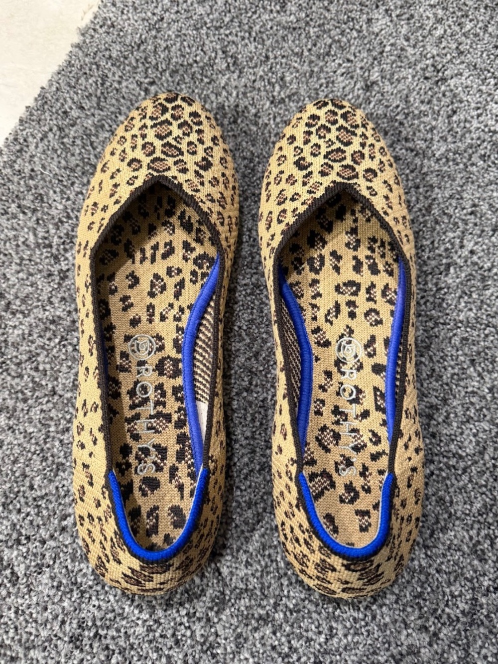 Rothy’s The Flat Leopard Print Knit Ballet Flats Tan Brown Women’s Size 11
